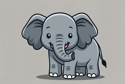 Cute cartoon baby elephant smiling