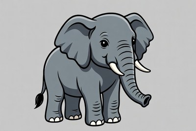 Cute cartoon elephant standing