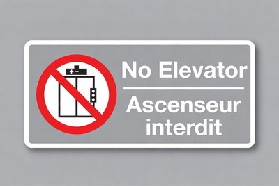 No Elevator Sign Multilingual