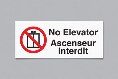 No Elevator Interdit Sign