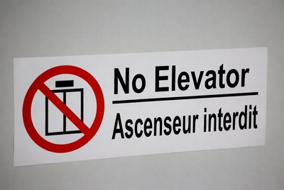 No Elevator Sign Bilingual