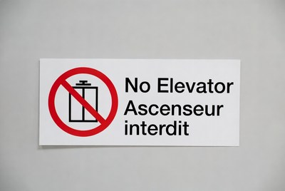 No Elevator Sign Bilingual