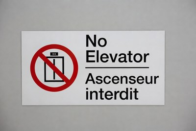 No Elevator Ascenseur Interdit Sign
