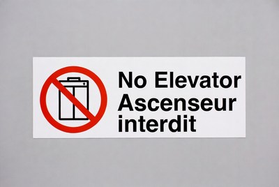 No Elevator Ascenseur Interdit Sign