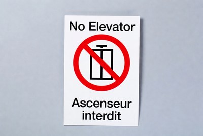 No Elevator Sign Bilingual