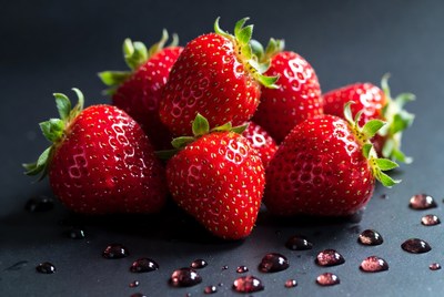 Fresh Strawberries with Water Droplets