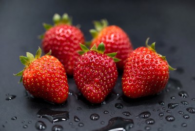 Fresh Strawberries with Water Droplets
