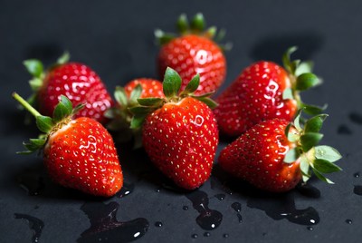 Fresh Strawberries on Black Background