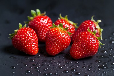 Fresh Strawberries with Water Droplets