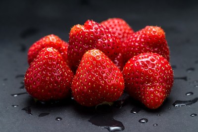 Fresh Strawberries on Black Background
