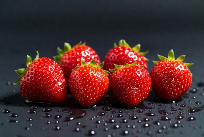 Fresh Strawberries with Water Droplets
