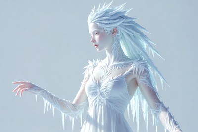 Ice Queen with Frosty Hair and Dress