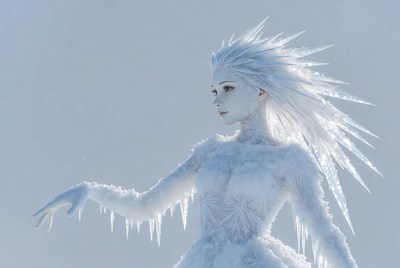 Ice Queen Woman in Frosty Dress