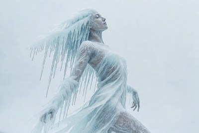 Ice woman with frozen hair