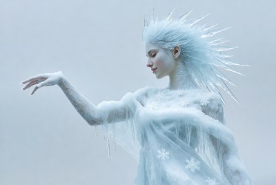 Ice Queen Woman with Frost Hair