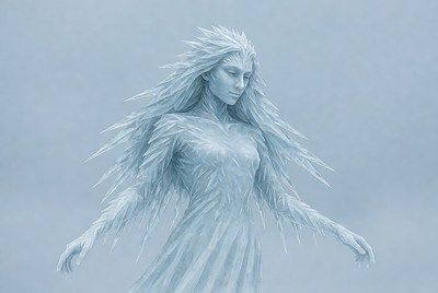 Ice Woman with Frosty Hair