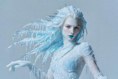 Ice Queen Woman with Frosty Hair