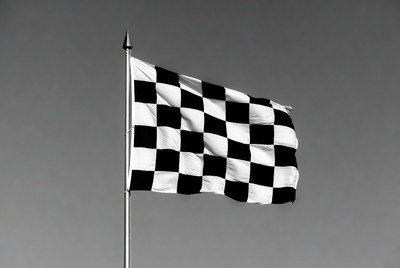 Checkered Flag Waving on Pole