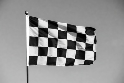 Checkered Flag Waving on Pole