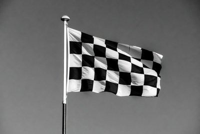 Checkered Flag Waving on Pole