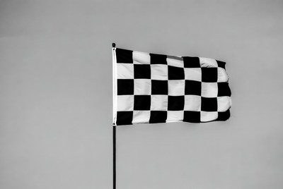 Checkered Racing Flag on Pole