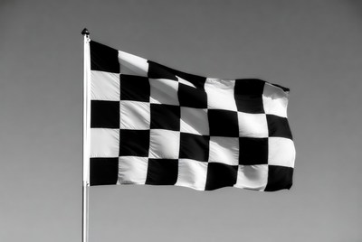 Checkered Flag Waving on Pole