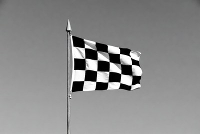 Checkered Racing Flag on Pole