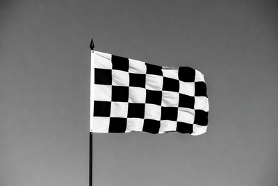 Checkered Flag Waving on Pole