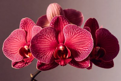 Pink Phalaenopsis Orchids on Gray Background