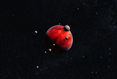 Mars with Orbiting Moons