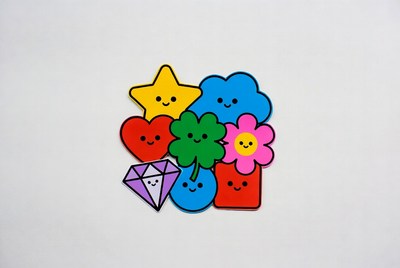 Cute Kawaii Shapes Clipart Group