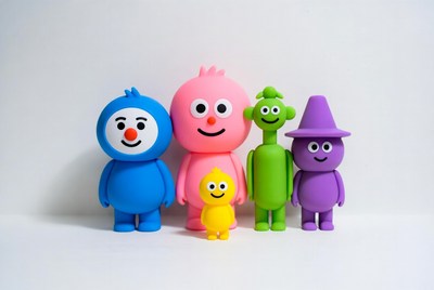 Colorful vinyl toy figures group