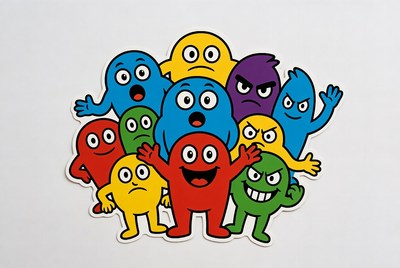 Colorful cartoon blobs group