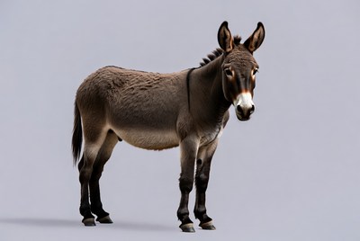 Donkey standing on gray background