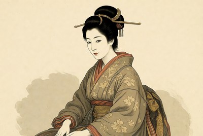 Japanese woman in kimono illustration