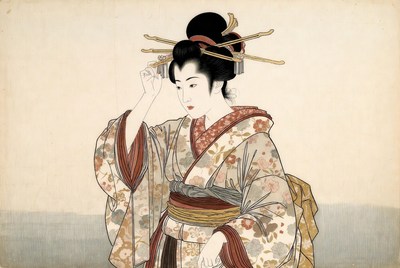 Japanese woman in kimono illustration