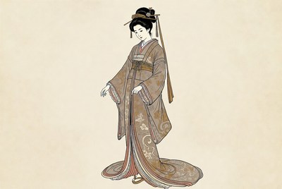 Japanese woman in kimono illustration