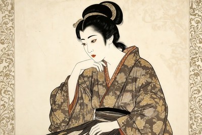 Japanese woman in kimono illustration