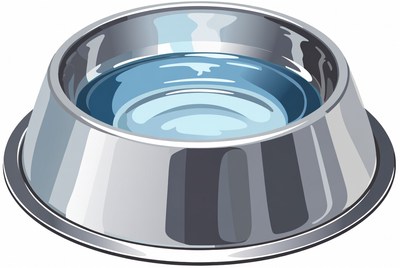 Silver dog bowl with water