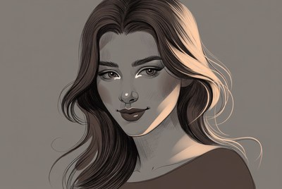 Beautiful woman with wavy brown hair