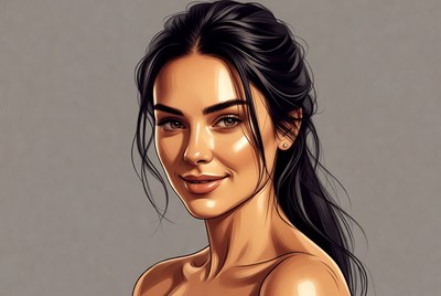 Beautiful woman with black ponytail