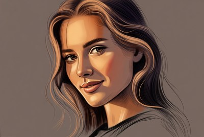 Beautiful woman with long wavy hair