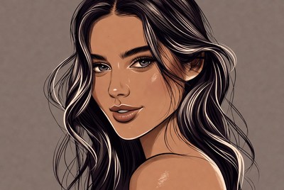 Beautiful woman with wavy black hair