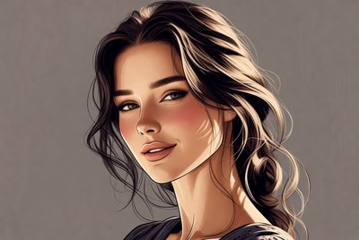 Beautiful woman with wavy brown hair