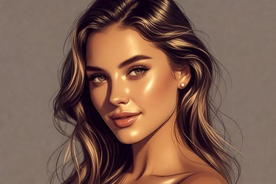 Beautiful woman with wavy brown hair