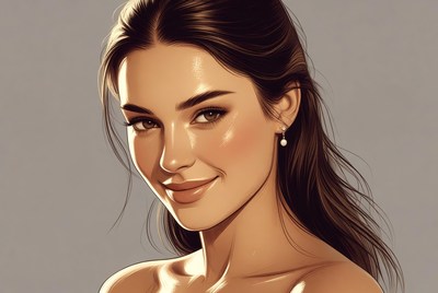 Beautiful woman with long brown hair