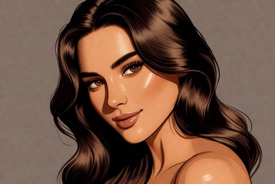 Beautiful woman with long brown hair