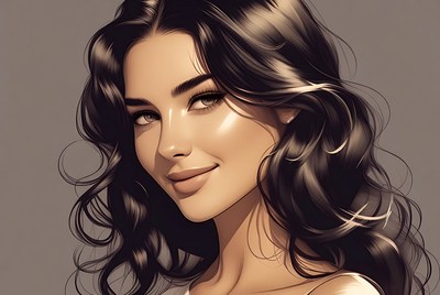 Beautiful woman with long wavy hair