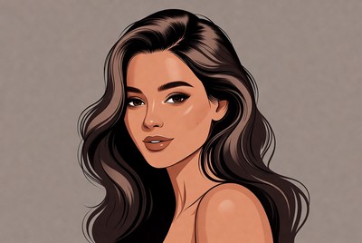 Beautiful woman with long wavy hair