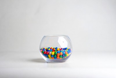 Colorful Candy Balls in Glass Bowl